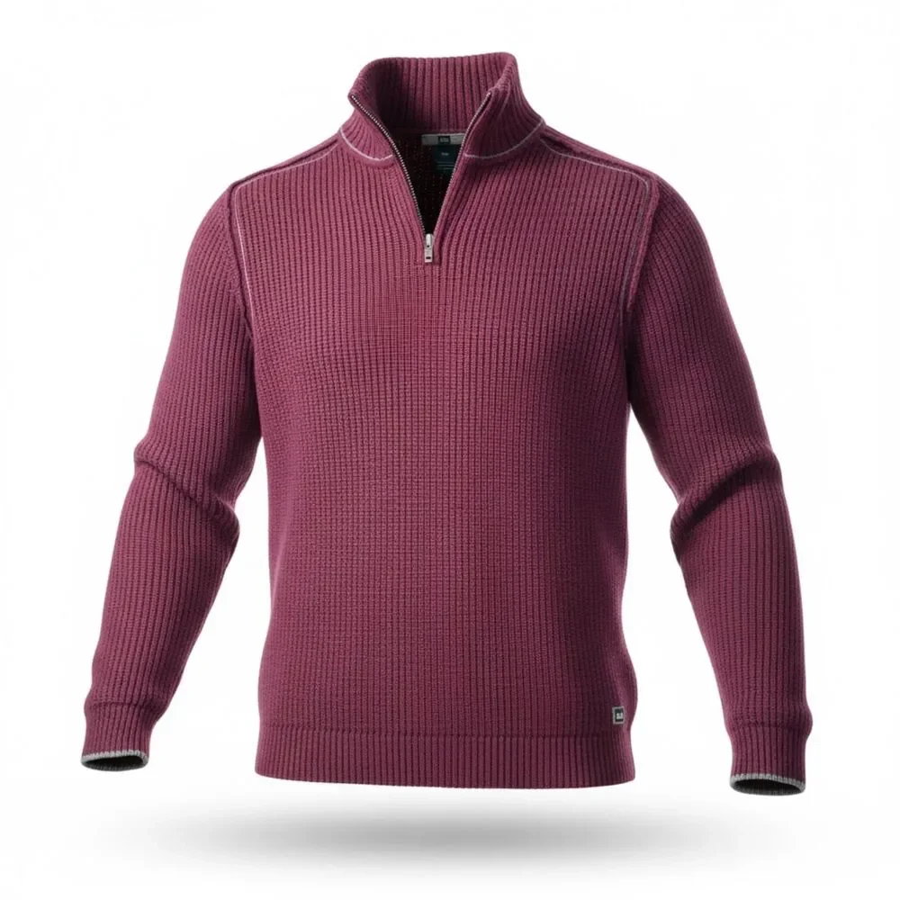 REI Sweater Mens L Maroon 1/4 Zip Knit Stretch Merino Wool Casual Pullover Sz L